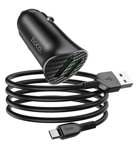 Автомобильное зарядное устройство Hoco Z39 Farsighted 2хUSB/кабель USB- Micro-USB 18W (черный)