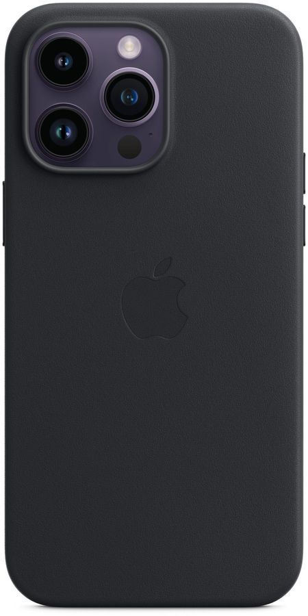 Чехол-накладка Leather Case with MagSafe для iPhone 15 Pro натуральная кожа (черный)