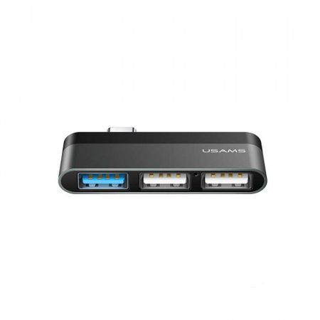 Адаптер USAMS US-SJ490 USB Type-C Mini HUB на Type-C + USB 3.0 + USB 2.0 (Grey)
