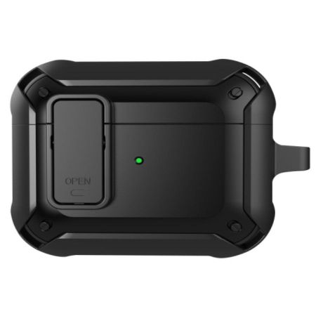 Чехол WiWU Mecha для AirPods Pro противоударный с карабином (черный)