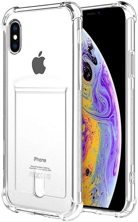Чехол-накладка Card Case для iPhone X/Xs силикон c держателем для карт (прозрачный)