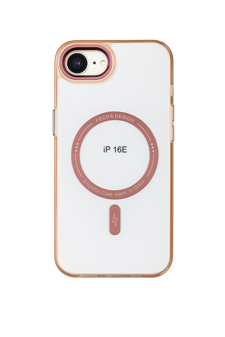 Чехол-накладка iPefet MagSafe для Apple iPhone 16e пластиковый (розовая рамка)