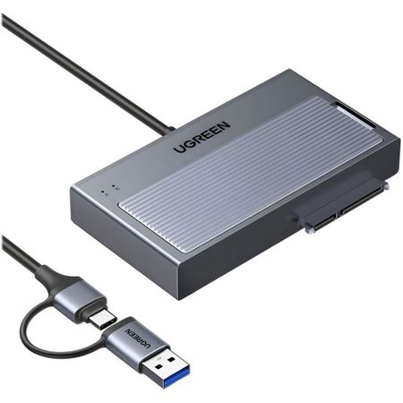 Внешний корпус Ugreen D320 M.2 NVMe SATA Hard Drive Adapter с кабелем USB-A/USB-C серый (75621EU)