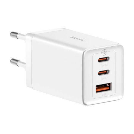 Сетевое зарядное устройство Baseus GaN5 Pro Fast Charger 65W USB/2xType-C+ кабель Type-C/Type-C (CCGP120202) (белый)