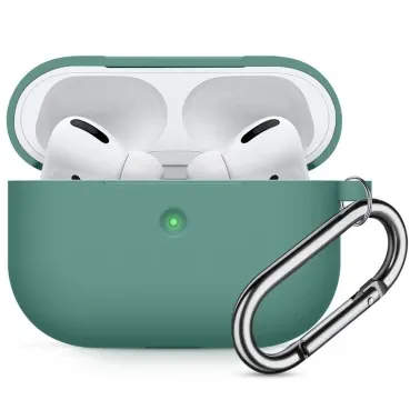 Чехол Protective Case для AirPods Pro 2 силиконовый с карабином (зеленый)