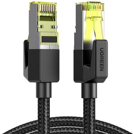 Кабель для компьютера Ugreen NW150 CAT7 Shielded Round Cable with Braided Modular Plugs 2 м. чёрный (80423)