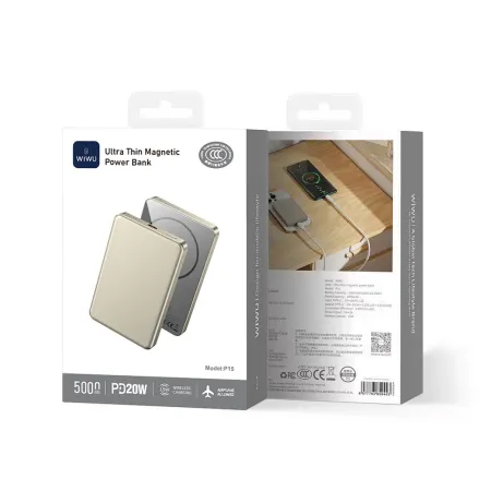 Внешний аккумулятор WiWU Ultra Thin Magnetic 5000 mAh 20W (P15) (золотой)