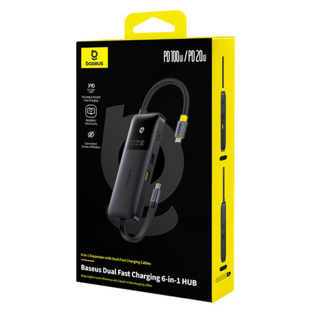Адаптер Baseus Dual Fast 6 в 1 2USB/HDMI/3USB-C (B00070902123-00) (черный)