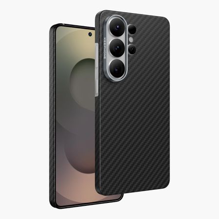 Чехол-накладка Keephone Kevlar Diago MagSafe для Samsung Galaxy S26 кевлар (арамид) черно-серый в полоску