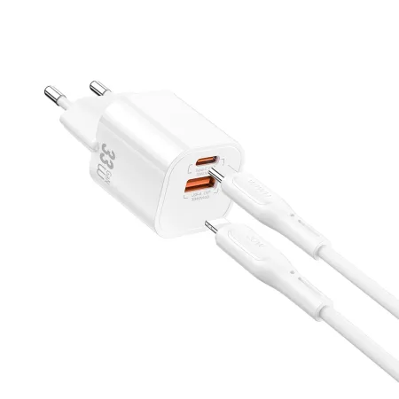 Сетевое зарядное устройство WIWU Cube GaN 33W USB/USB-C+ Type-C/Lightning 1m (Wi-G018) (белый)