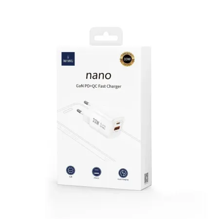 Сетевое зарядное устройство WIWU Nano GaN+QC 33W USB/USB-C (Wi-U008) (белый)