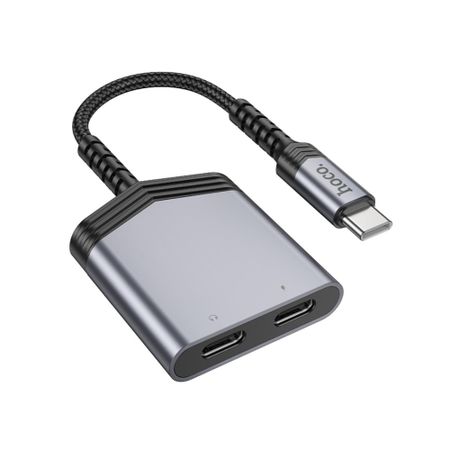Адаптер Hoco LS40 Type-C на 2хType-C/ 15см (Metal Gray)