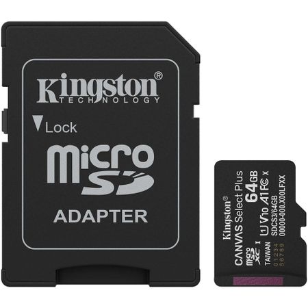 Карта памяти Kingston Canvas Select Plus microSDXC 64 ГБ Gen3 (SDCS3/64GB)