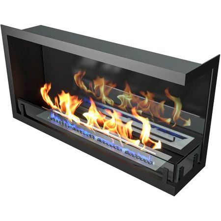 Камин ZeFire Standart 900 правый угловой, чёрный со стемалитом