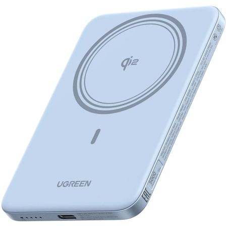 Внешний аккумулятор Ugreen PB580 MagFlow Air 5000 мАч серебристо-голубой (65840B)