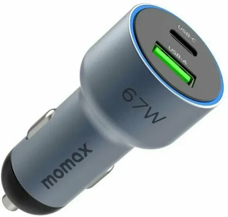 Автомобильное зарядное устройство Momax Move USB/USB-С 67W (UC16E) (серый)
