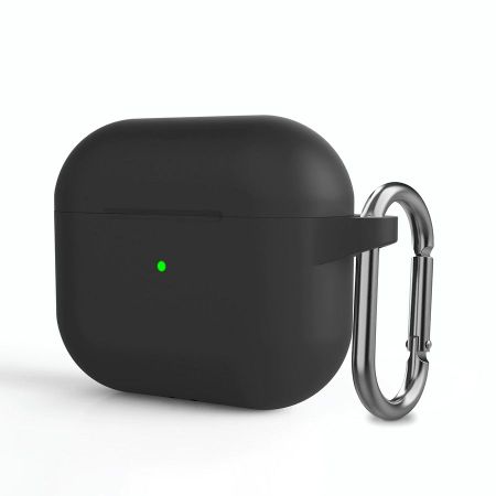 Чехол Protective Case для AirPods 3 силиконовый с карабином (черный)