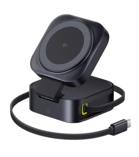Беспроводное зарядное устройство Baseus PicoGo Series 2-in-1 Magnetic MagSafe Charger Qi2 67W (P10276800123-00) (черный)