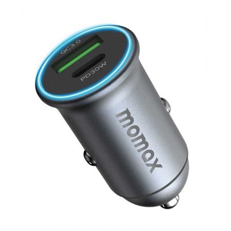 Автомобильное зарядное устройство Momax USB/USB-С 30W (UC18E) (серый)