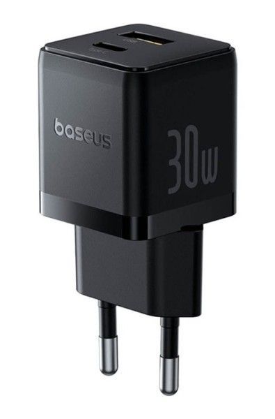 Сетевое зарядное устройство Baseus Palm Fast Charger 30W Type-C/USB + кабель Type-C/Type-C 100см (P1011160A113-01) (черный)
