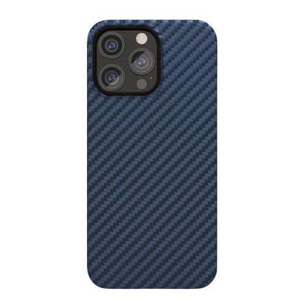 Чехол-накладка Luxo Life+ Magsafe для Apple iPhone 15 Pro карбоновый (черно-синий в полоску)