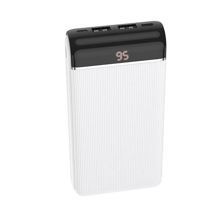 Универсальный внешний аккумулятор Hoco J59A 20000 mAh USBx2 2.0A/Type-C c дисплеем пластик (белый)