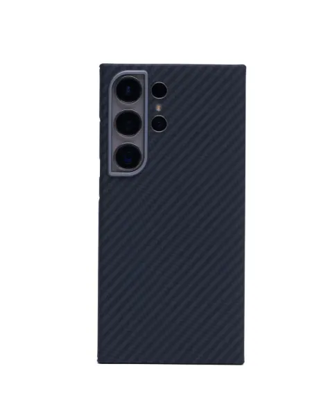 Чехол-накладка Kzdoo Keivlar Case для Samsung Galaxy S25 Ultra карбоновый (черно-серый в полоску)