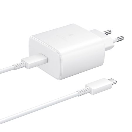 Сетевое зарядное устройство Samsung Super Fast Charger GaN Type-C 45W + Cable Type-C 5А/1.8m (белый)