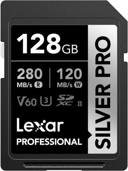 Карта памяти Lexar Professional Silver Pro 128Gb Class10 SDXC UHS-II (U3) 280/120MB/s V60