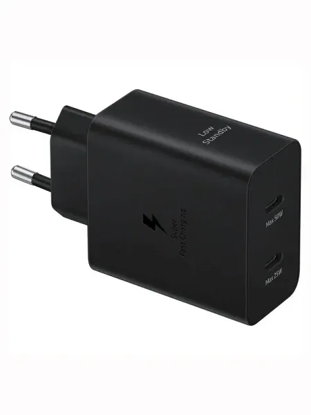 Сетевое зарядное устройство Samsung Super Fast Charger GaN 2хType-C 50W (черный)