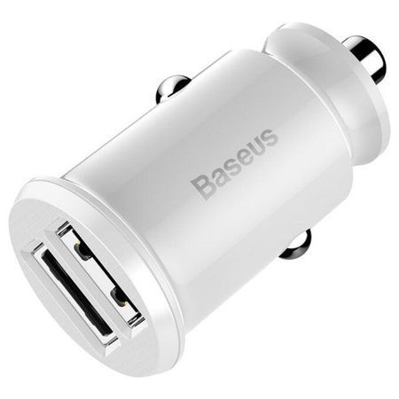 Автомобильное зарядное устройство Baseus Grain Fast Charger 2хUSB 5W (белый) (CCALL-ML02)