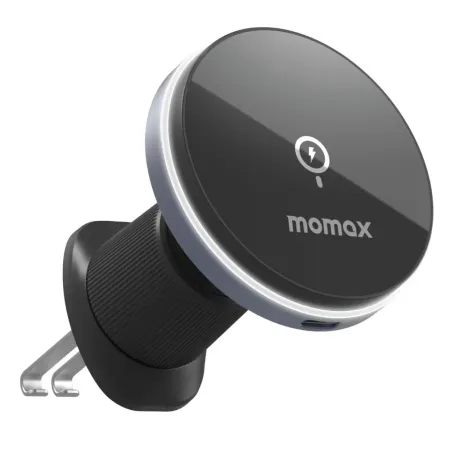 Автомобильный держатель с беспроводной зарядкой Momax Q.Mag Mount 5 15W в воздуховод (серый) (CM25A)