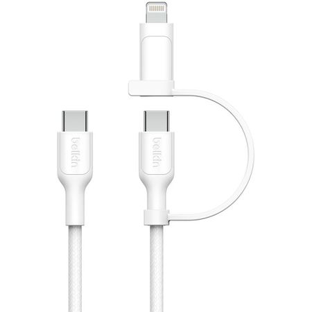 Кабель Belkin 2 в 1 USB Type-C/Lightning 1.5 м белый (CAC003hq1.5MWH)
