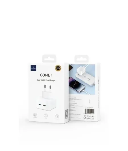 Сетевое зарядное устройство WIWU Cube 33W USB/USB-C + USB-C/USB-C 60W 1.0м (Wi-G018) (белый)