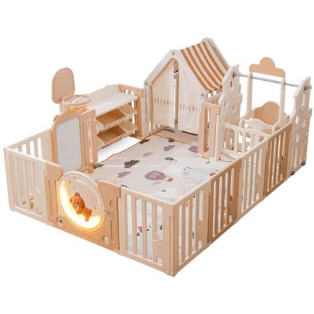 Детский манеж UNIX Kids DeLuxe House&Storage Camel 180×200 PPLXSWHS200WC