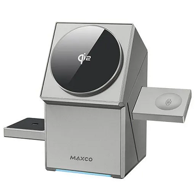 Беспроводное зарядное устройство Maxco MW11 Geometry Series 3в1 15W (серый)