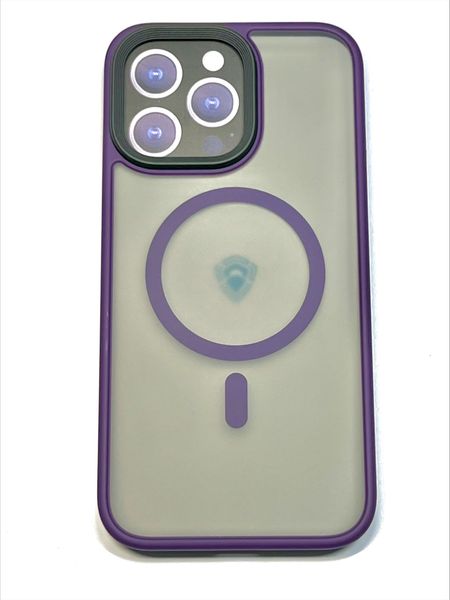 Чехол-накладка Dfansdesign Magsafe Case для Apple iPhone 14 Pro пластиковый прозрачно-черный (фиолетовая рамка)