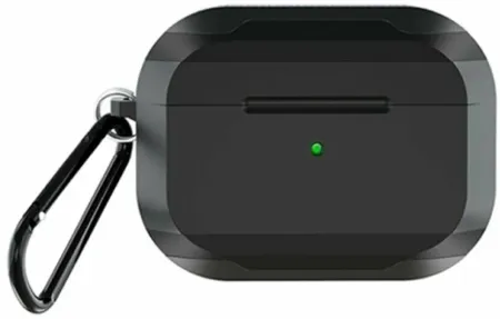 Чехол WiWU Defender Strong Metal для AirPods Pro противоударный с карабином (черный)