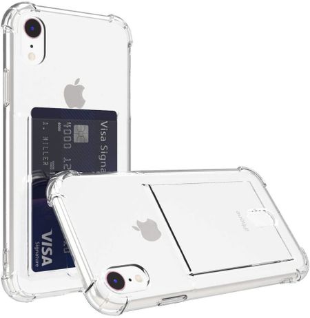 Чехол-накладка Card Case для iPhone Xr силикон c держателем для карт (прозрачный)