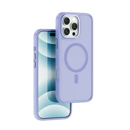Чехол-накладка Wiwu Armor Pro Magsafe (FGG-012) для iPhone 16 пластиковый прозрачно-фиолетовый (фиолетовая рамка)