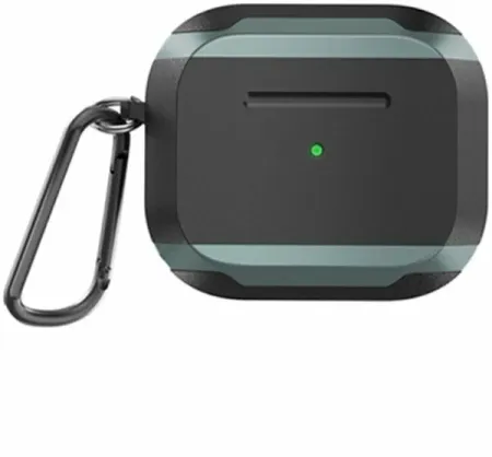 Чехол WiWU Defender Strong Metal для AirPods 3 противоударный с карабином (черный)