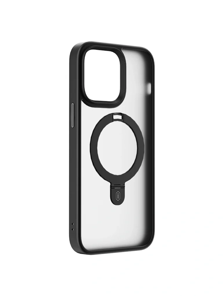 Чехол-накладка Wiwu Magsafe (ZMM-010) для Apple iPhone 15 пластиковый с подставкой (черный)