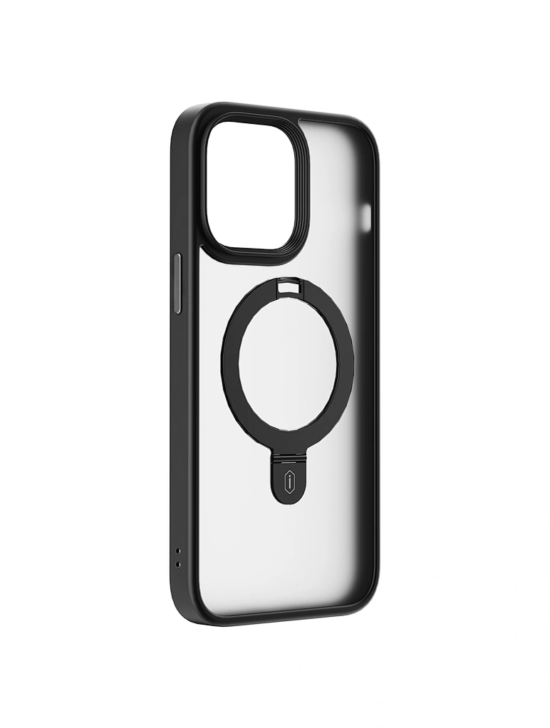 Чехол-накладка Wiwu Magsafe (ZMM-010) для Apple iPhone 15 пластиковый с подставкой (черный)