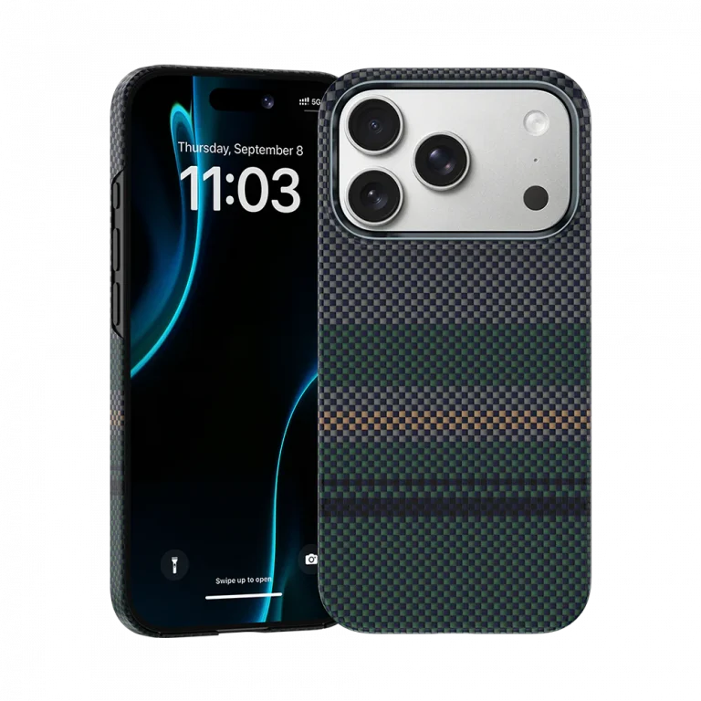 Чехол-накладка Benks ArmorAir Aurora для iPhone 17 Pro кевлар (сине-зеленый)