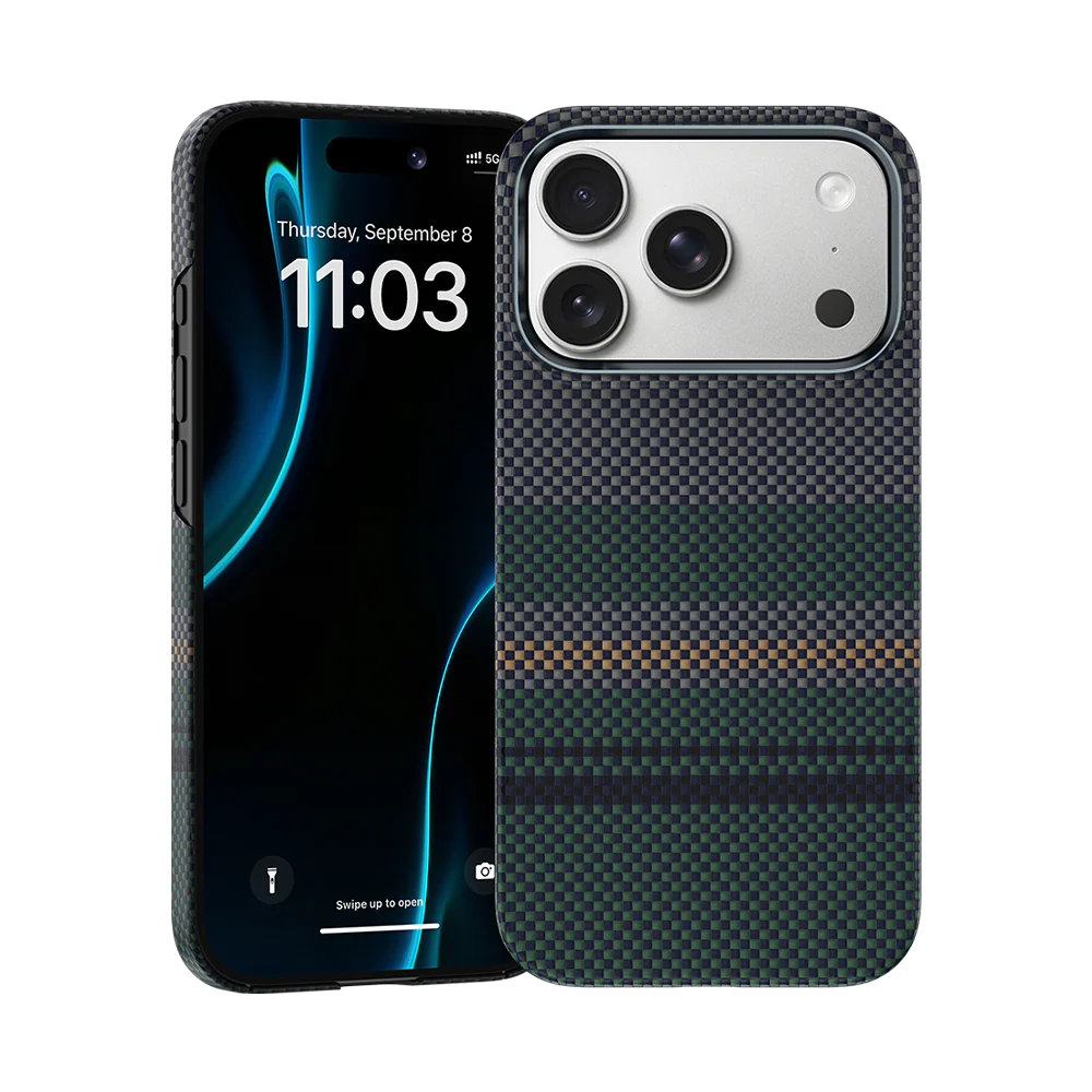 Чехол-накладка Benks ArmorAir Aurora для iPhone 17 Pro кевлар (сине-зеленый)
